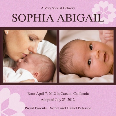 Birth Announcements, Special Bouquet Design