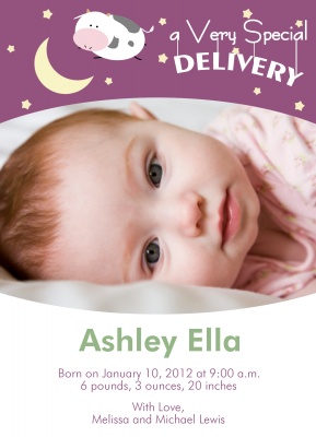 Birth Announcements, Special Crescent Moon Design