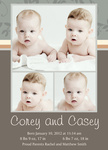 Twin Birth Announcements - Double Sussex Slate