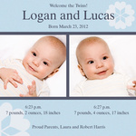 Twin Photo Birth Announcements - Double Duke Bouquet