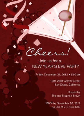 Holiday Party Invitations, New Year's Toast Design