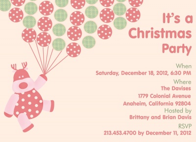 Holiday Party Invitations, Christmas Balloon Bouquet Design
