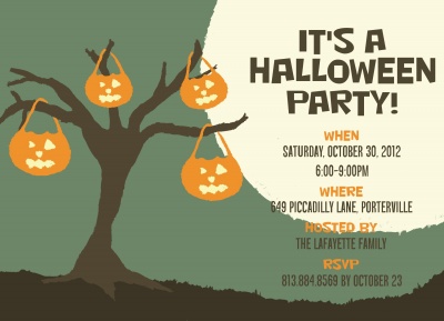 Halloween Party Invitations, Lantern Tree Design