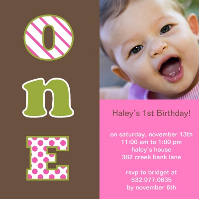Kids Birthday Invitations, Number One Girl Design