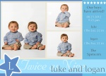 Infant Twin Birth Card  - Twin Stars