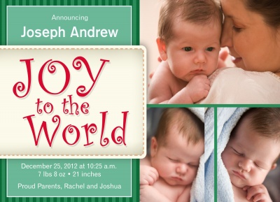 Birth Announcements, Holiday Baby Joy Design