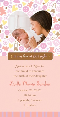 Birth Announcements, Love You Pink Design