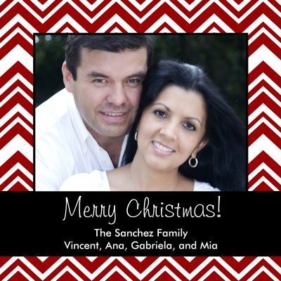 Personalized Holiday Cards, Cherry Chevron Design
