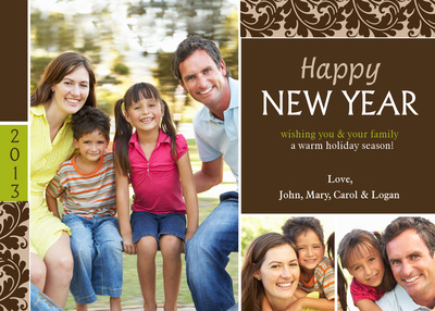 Personalized Holiday Cards, Chocolate Feathers Design