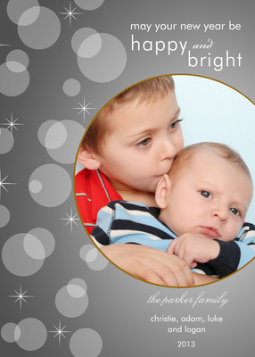 Personalized Holiday Cards, New Year's Silver Design