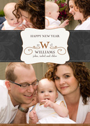 Damask Initial - new years photo cards