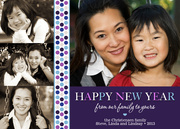 new years photo cards - Purple Pattern