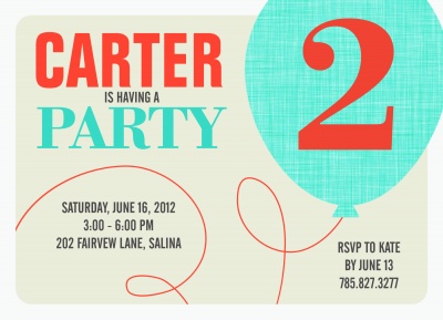 Kids Birthday Invitations, Super String Blue Design