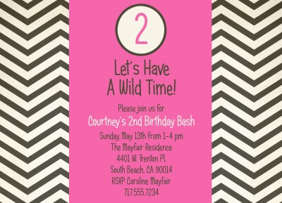 Kids Birthday Invitations, Pink Time Design
