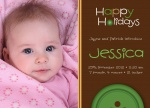 Cute As a Button - Holiday Birth Announcement Cards 