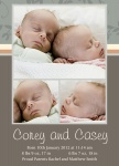 Double Sussex Slate - Twin Birth Announcement Cards 