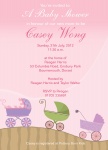 Pink Pram Parade - Baby Girl Shower Invitations
