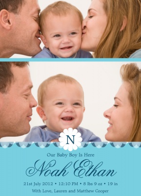 Birth Announcement Cards, Swirls & Scallops Design