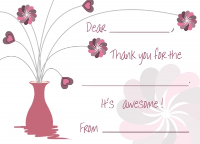 Kids Thank You Cards, Pink Flowerpot Design