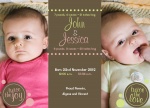 Double Love - Twin Birth Announcement Cards 
