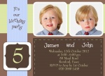 Two Blue Party Ribbons - Twin Party Invitations