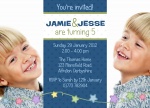 Peppy Party Boys - Twin Birthday Invitations