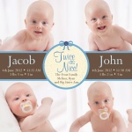 Double Blue Ribbon -  Twin Birth Announcements