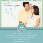 Family Aquitaine Stripe - Couples Baby Shower Invitations 