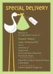 Singular Stork - Baby Girl Shower Invitations