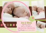 Double Pink Ring -  Twin Birth Announcements
