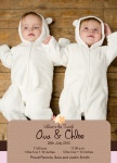 Double Modern Princess - Twin Birth Announcement Cards 