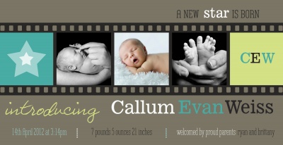 Birth Announcement Cards, Fancy Film Design