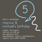 Double Neon Blue - Twin Birthday Invitations