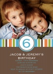 Twin Super Stripe - Twin Birthday Invitations