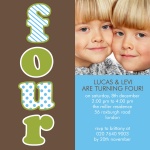 Double Fabulous Fours - Twin Party Invitations
