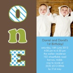 Number One Boys - Twin Birthday Invitations
