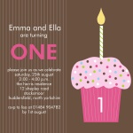 Twin Strawberry Cupcakes - Twin Party Invitations
