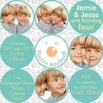 Double Smiles 'n Winks - Twin Party Invitations