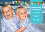 Blue Ocean Flags - Twin Birthday Invitations