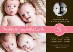 Super Girls - Twin Birth Announcement Cards 