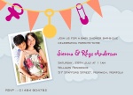 Rattles 'n Pins Peach - 	Baby Shower Invitations for Couples