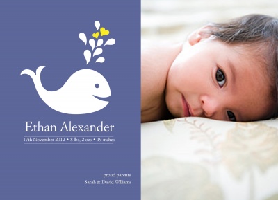 Birth Announcement Cards, Wonder Whale Design