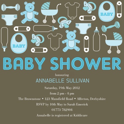 Baby Shower Invites , Baby Puzzle Blue Design