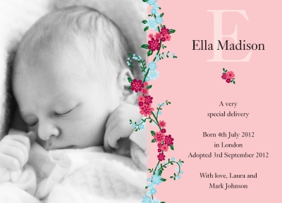 Birth Announcement Cards, Special Climbing Rose Design