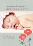 Pretty Poppies - Baby Girl Announcement Cards