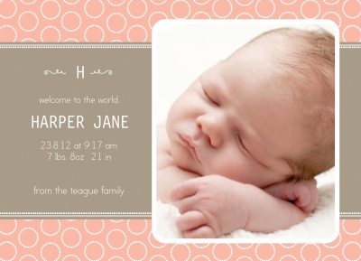Birth Announcement Cards, Sweet Circle Welcome Design