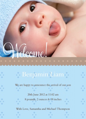 Birth Announcement Cards, Perfect Welcome Blue Design