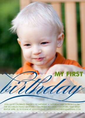 Kids Birthday Invitations, Blue Pattern Design