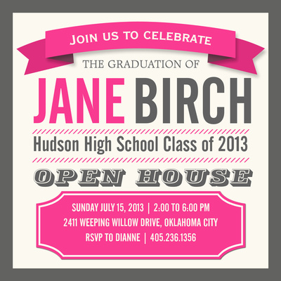 Graduation, Fuschia Font Design