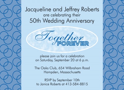 Wedding Anniversary Invitations, Encircled Blue Design